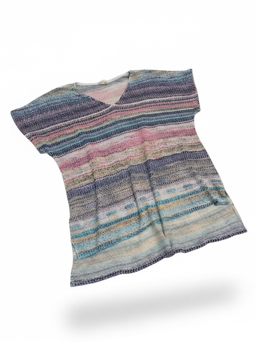 Lovely Melody Pastel Multicolor Striped Knit V-Neck Top